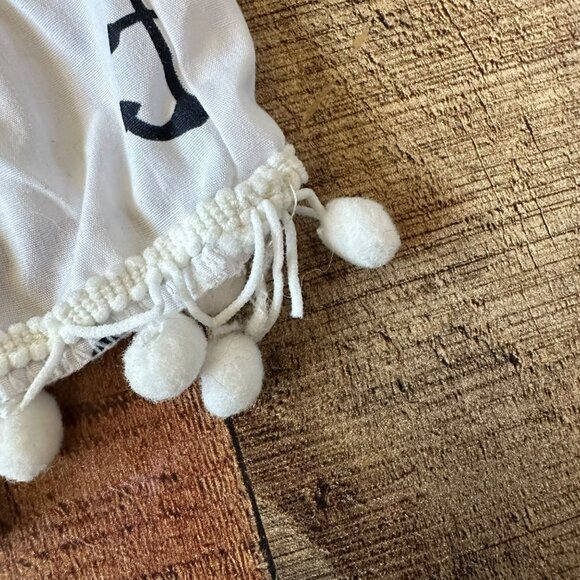 Nautical Anchor Print Toddler Halter Top With Polka Dot Straps & Pom-Pom Trim - Picture 5 of 7